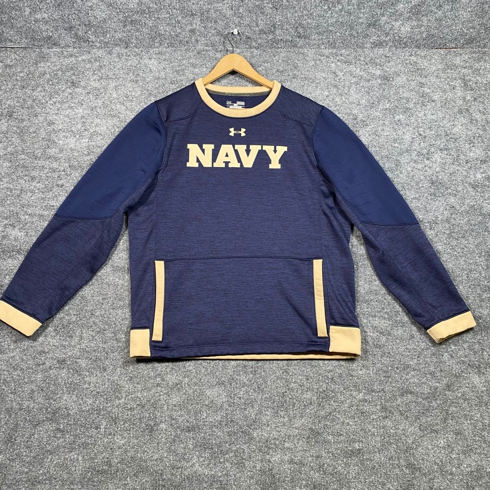 Under Armour ColdGear Mens Navy Midshipmen‎ Sweatshirt Blue Tan UM8340 Medium